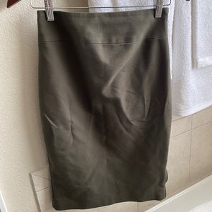 Express Army green side zip pencil skirt
